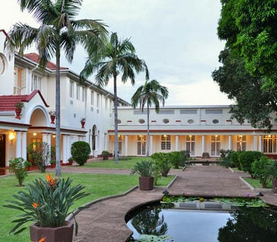 The colonial courtyard at Stanleys, close to Victoria Falls